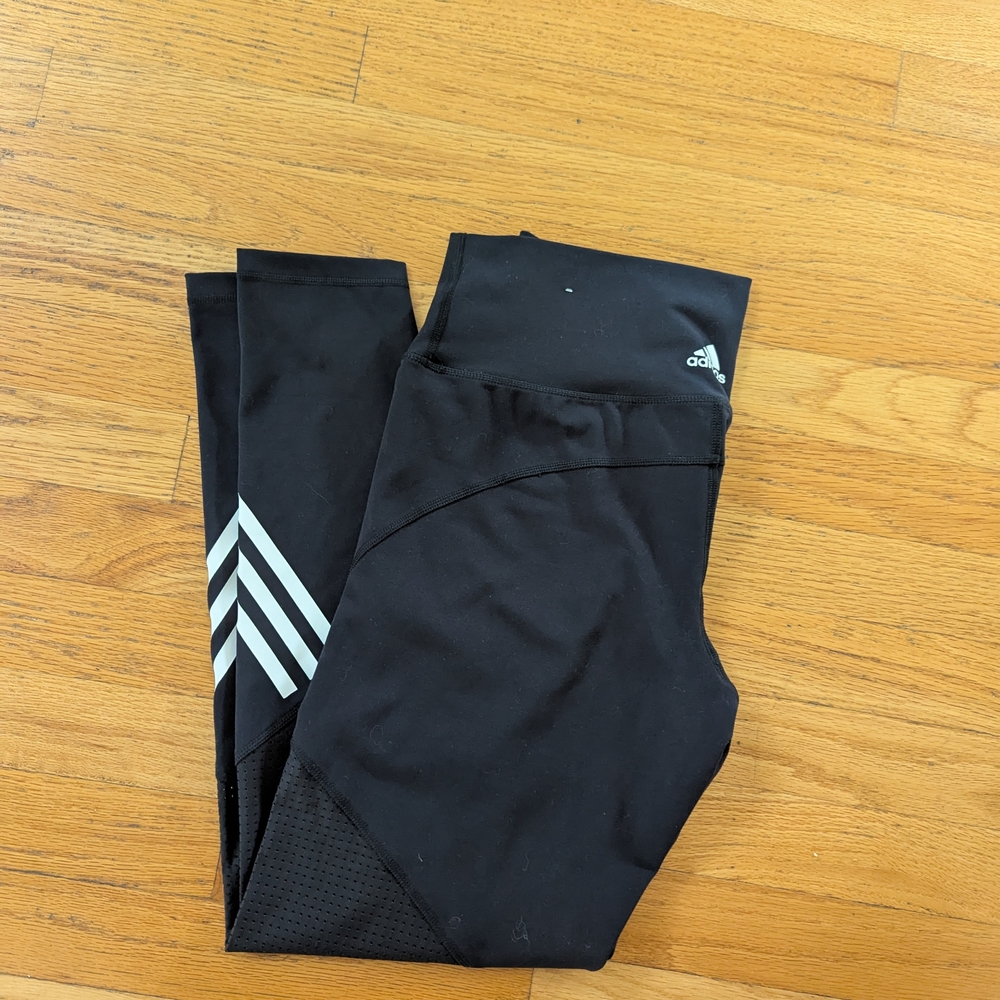 Adidas Black Leggings with Chevron Design